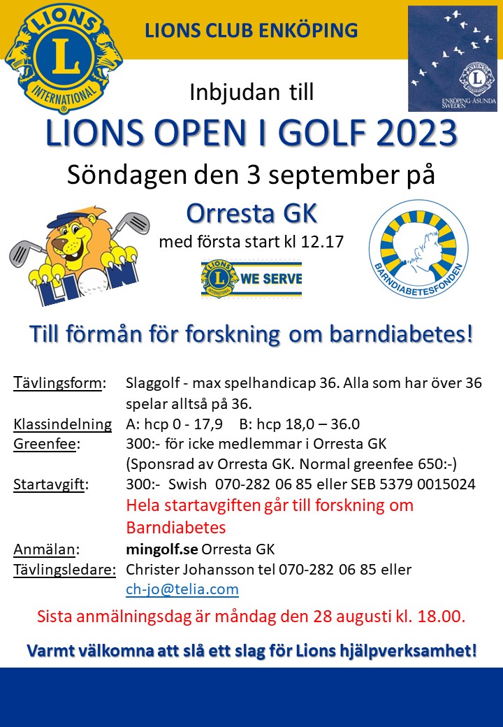 Inbjudan Lions Open 2023